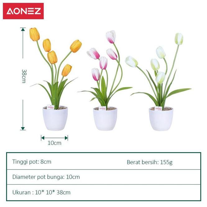 Yfau Aonez Bunga Bongsai Tulip Dengan Pot Bunga Plastik - Merah Muda 59Dn