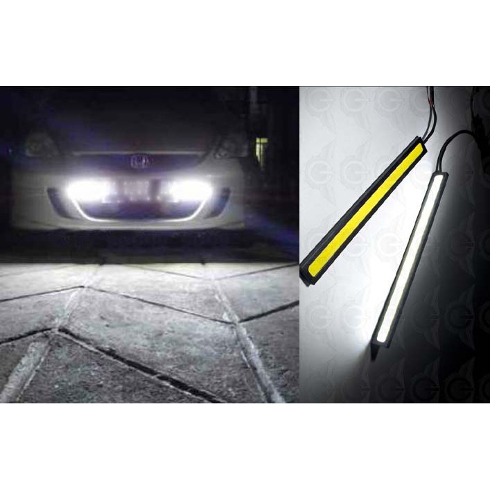 LAMPU DRL PLASMA LED COB 17CM PUTIH/BIRU DEPAN MOTOR MOBIL SEPASANG