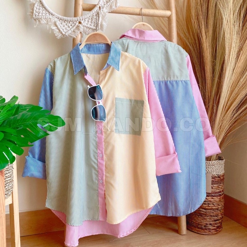 NANDO KEMEJA SUZY WARNA WARNI BAHAN KATUN POPLIN IMPORT PREMIUM LENGAN PANJANG 066-1