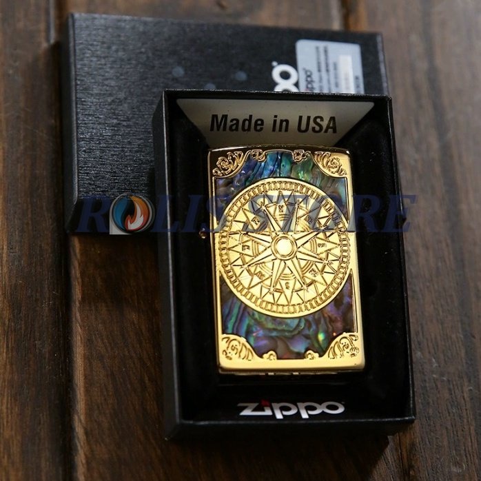 COD- Korek Zippo Gold Grafir Emboss Compass Rear 2 High Premium Quality Made In Usa &quot;Limited Edition&quot;