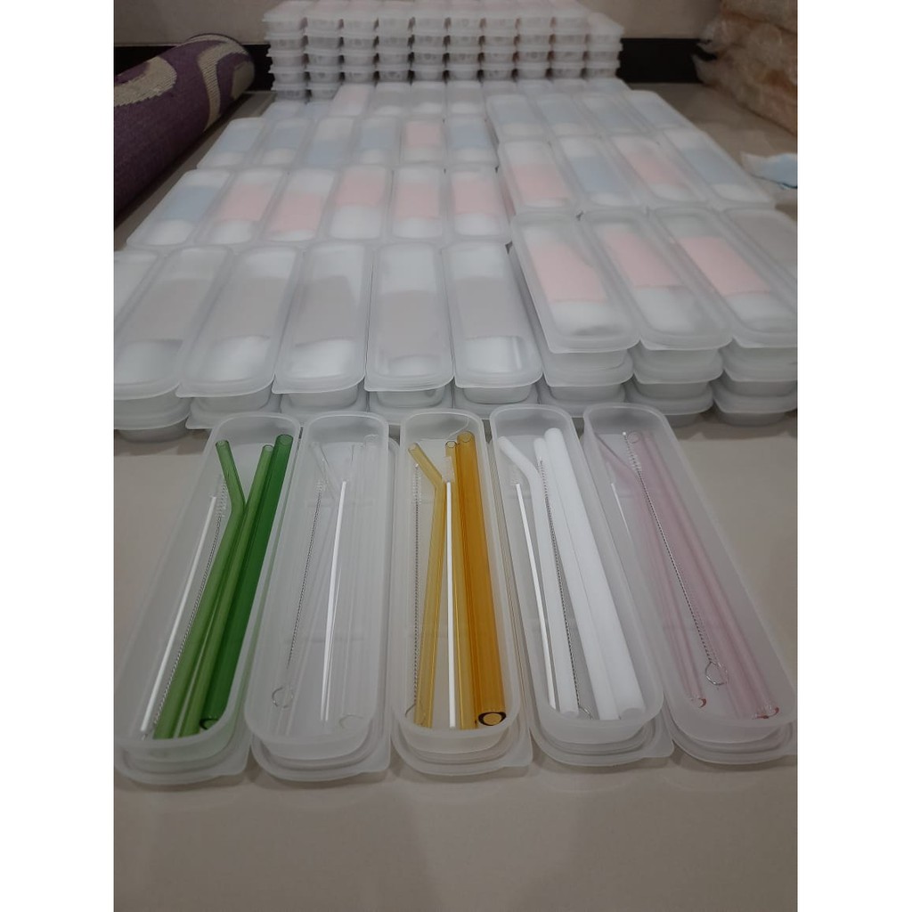 Sedotan Kaca pyrex Glass Fullset