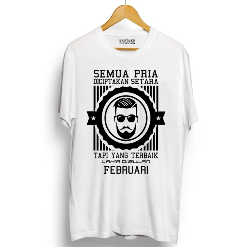 Kaos Distro Pria Terbaik Lahir Februari Black - Abu Misty Premium