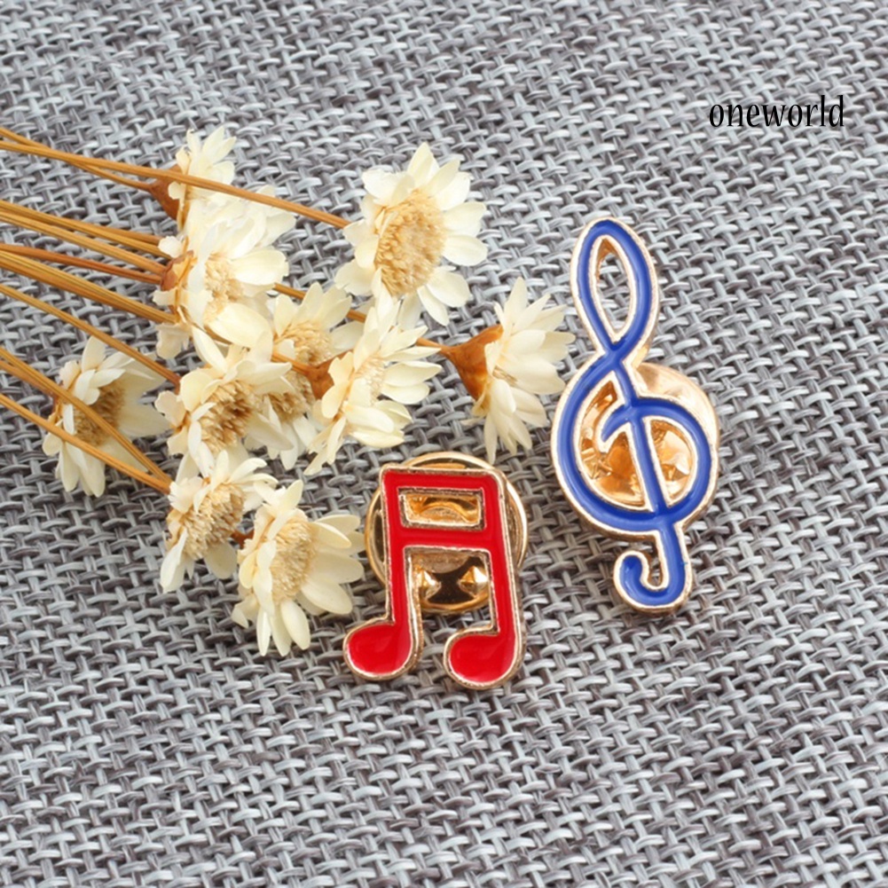 OW@ 1Pc Unisex Cartoon Music Note Lapel Badge Pin Jeans Decor Enamel Brooch Pin