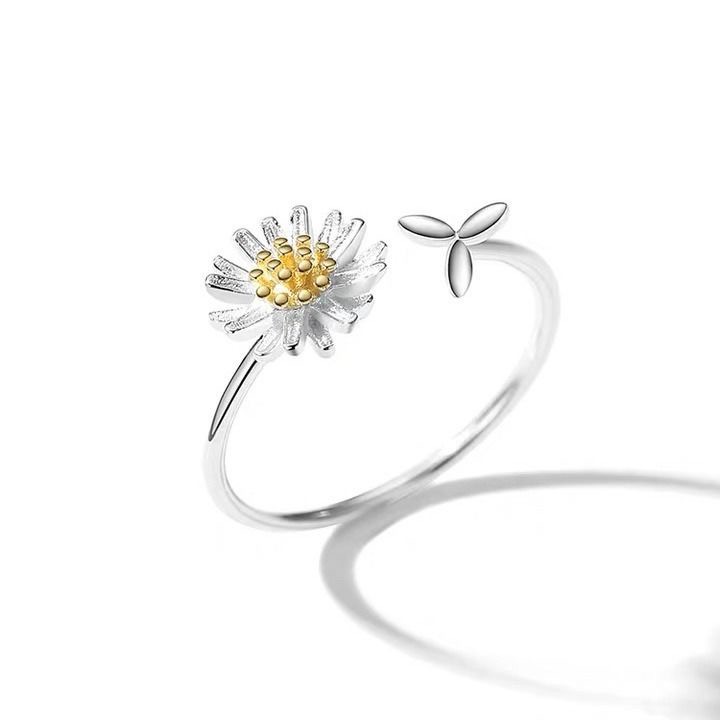 Cincin Model Terbuka Desain Bunga Matahari Daisy Untuk Wanita