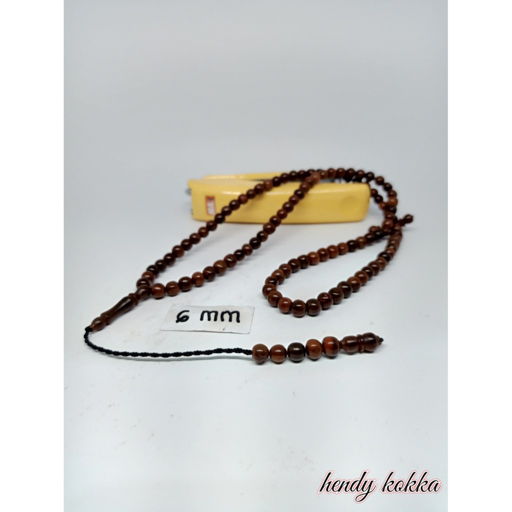 Tasbih Kokka kaukah 99 bulat  6 mm coklat