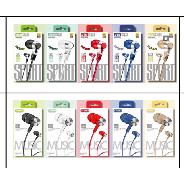 (P) Universal Earphone headset Handsfree Bass music dan sport Seri K