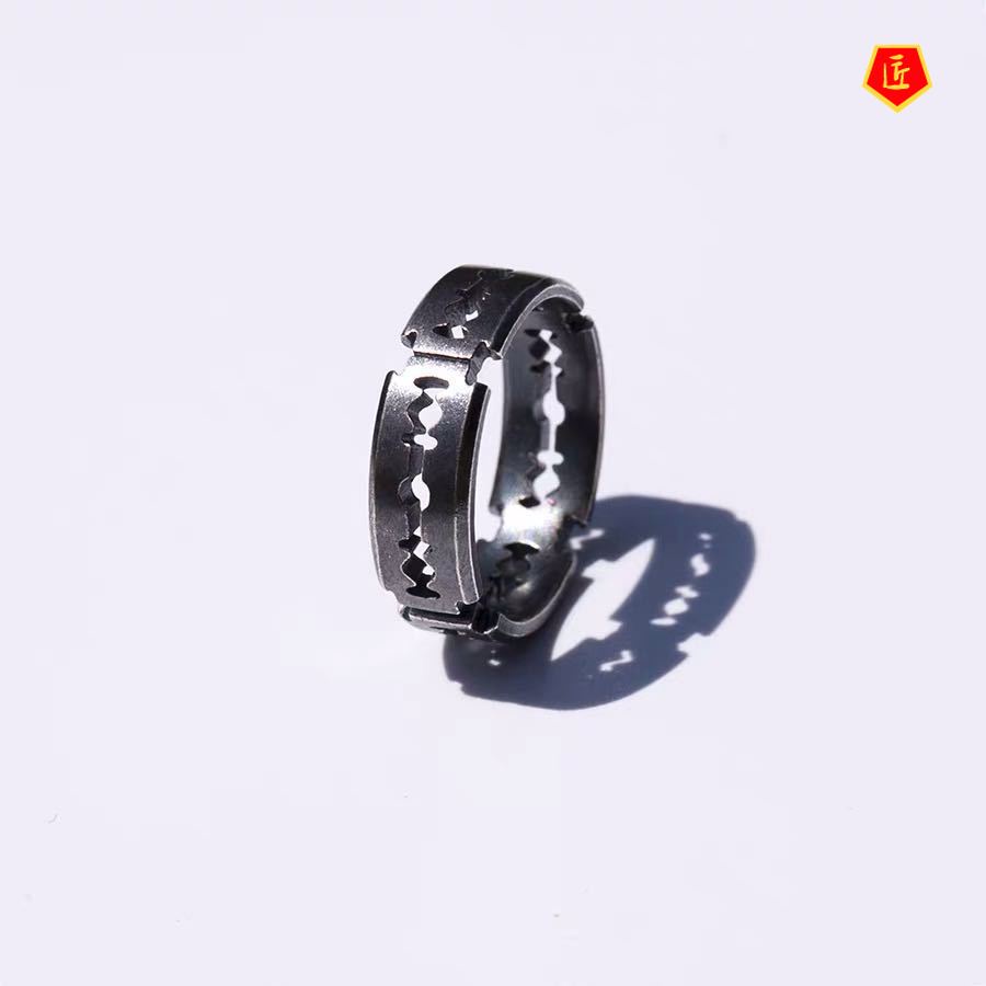 [Ready Stock]Retro Silver Hollow Design Ring Ethnic Style