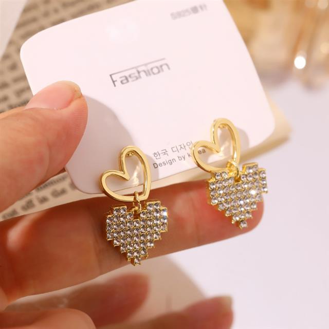 Gaya Korea gold double cinta hati anting-anting anting-anting gaya dan pribadi niche desain selebrit