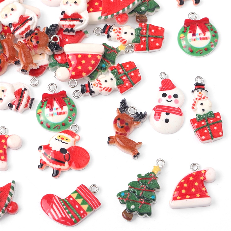 Charms Enamel Seri Natal Warna-Warni Untuk Membuat Perhiasan Handmade DIY