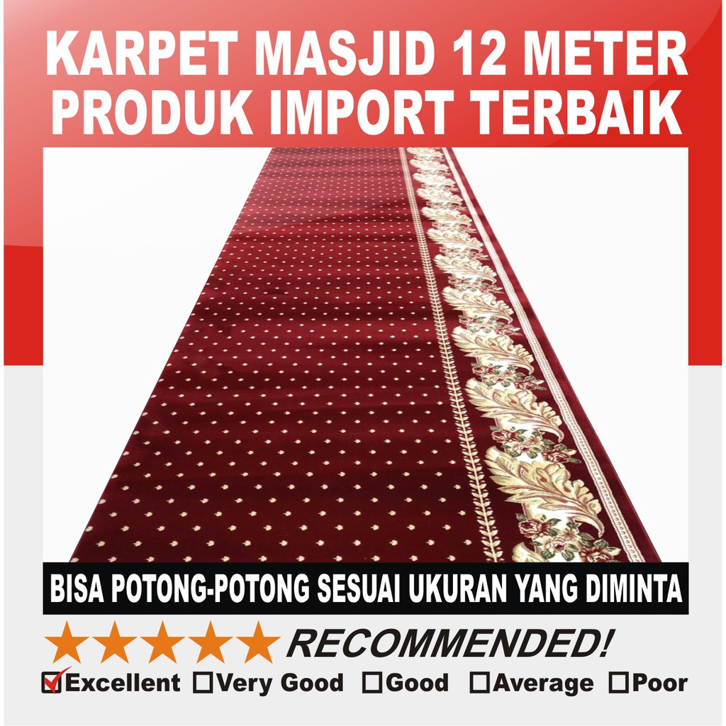 Karpet Masjid Tebal Empuk 12 Meter Merah Bintik - THHS
