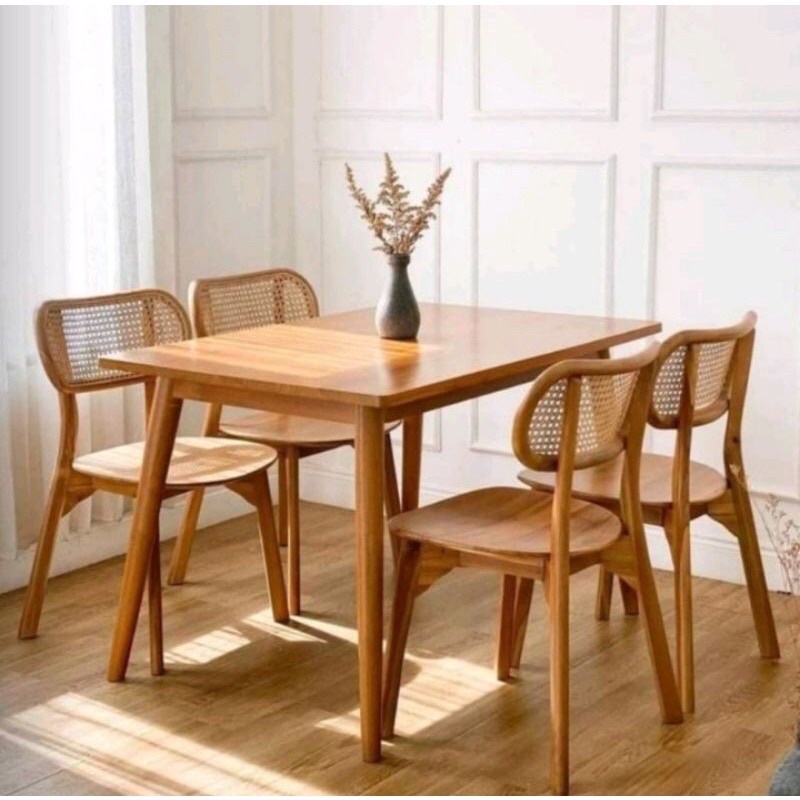 KURSI ROTAN CAFE KAYU JATI/KURSI MAKAN ROTAN FURNITURE JATI