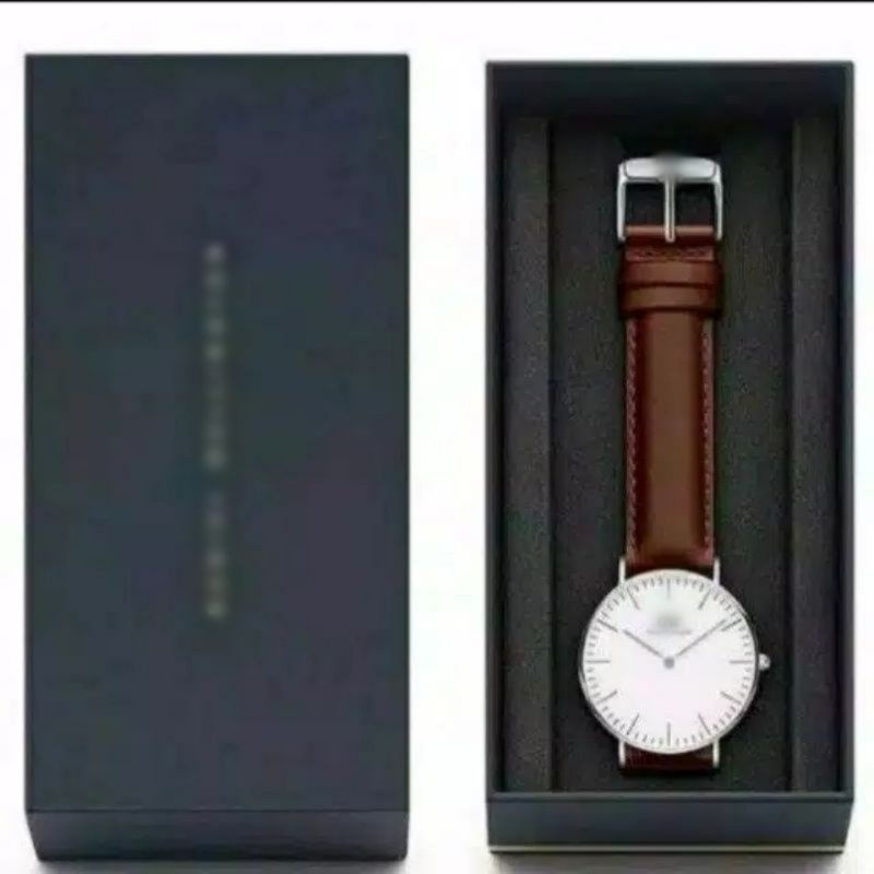 JAM TANGAN PRIA WD KULIT PREMIUM KUALITI FREE BOX DAN PAPERBAGS DIAMETER 4.2CM||JAMTANGAN FASHION PRIA-C.tua silver