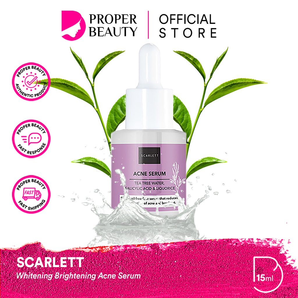 SCARLETT Whitening Acne Serum Indonesia / Facial Wash Essence Toner Ampoule Day Night Cream Clay Mas