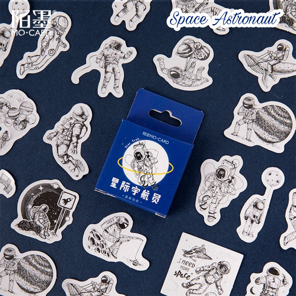 45pcs Aesthetic Stiker Box Lucu Murah Dekorasi Hias Diary/Journal/Scrapbook/DIY-Space Astronaut