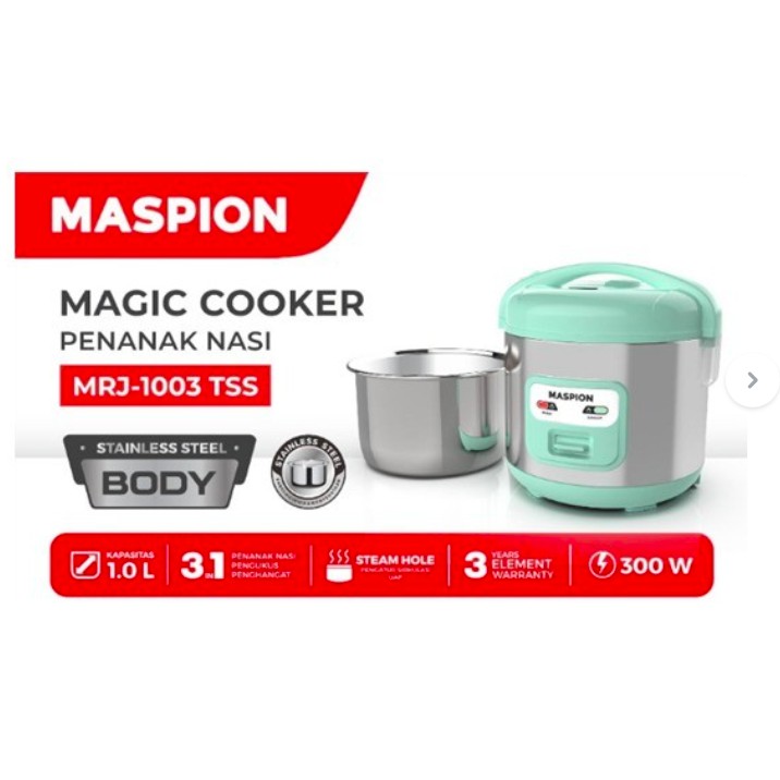 Maspion Magic Com Mini 1 Liter Stainless MRJ 1003 TSS