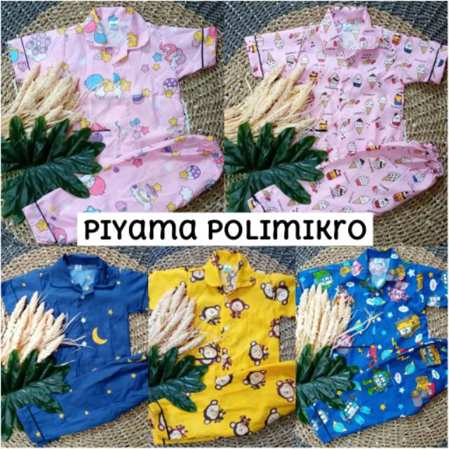 1Lusin Piyama Karakter Anak Katun Polymikro usia 0bulan - 4Tahun (Random) Mix size dan warna