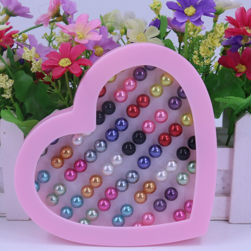 Hu Hu Hu Hu Hu Alat Bantu Pasang Kacamata♡ 36 Pasang Anting Tusuk Aksen Mutiara Imitasi Bahan Stainless Steel Warna-Warni Untuk Wanita