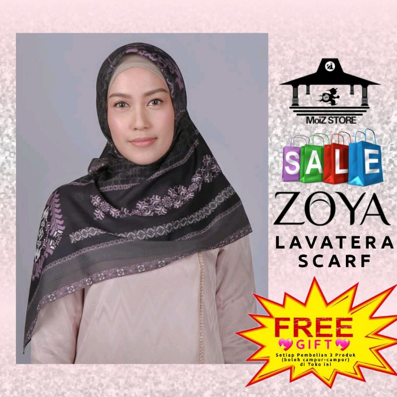 Zoya Lavatera Lavatra Scarf Kerudung Krudung Jilbab Hijab Segi Empat Segiempat Segi 4 Zoya Motif Sya