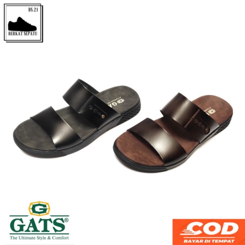 Sandal Gats Pria Casual (LS-202) Sandal Kulit 100% Original | Sandal Lebaran