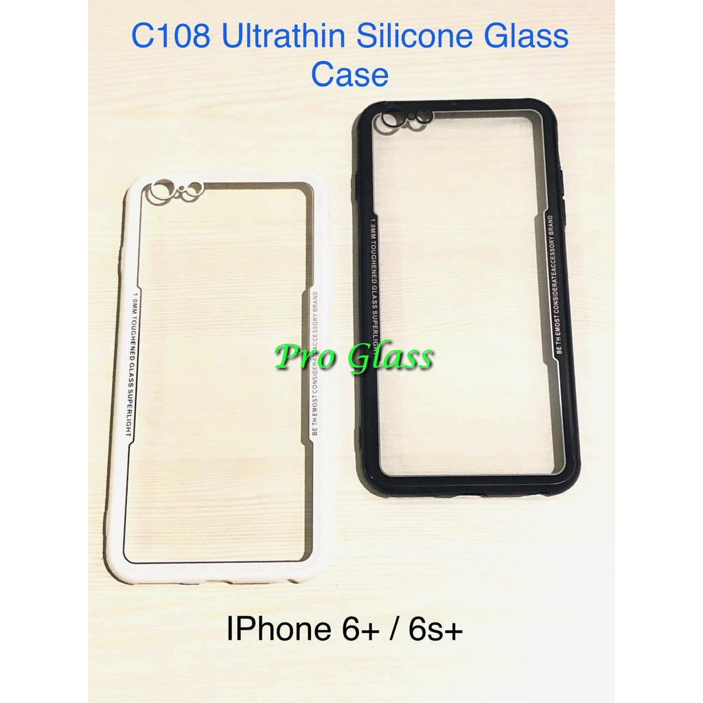 C108 Iphone 6+ / 7+ /8+ / X / XS Ultrathin Glass SIlicone Premium Case Softcase