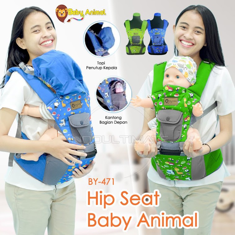 Gendongan Hipseat Bayi + Topi Pelindung Kepala BABY ANIMAL  BY-471 Gendongan Depan Anak