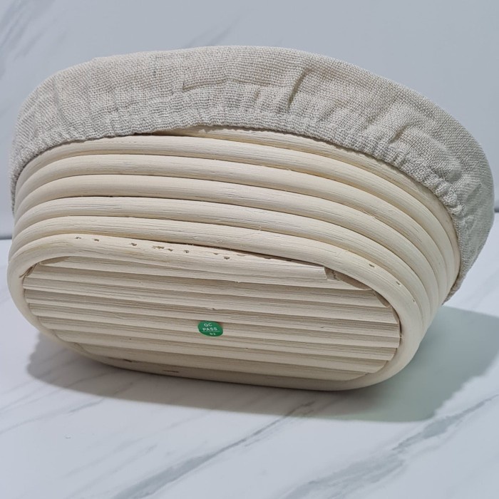 Banneton Basket Proofing Sourdough Plus Linen Cover Oval 26x15x8cm / keranjang rotan