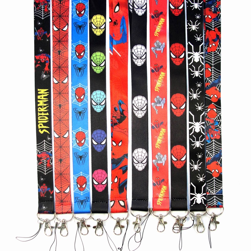 Tali Lanyard Motif Spiderman Anti Hilang Untuk Handphone / Kamera / Gantungan Kunci / Kartu ID