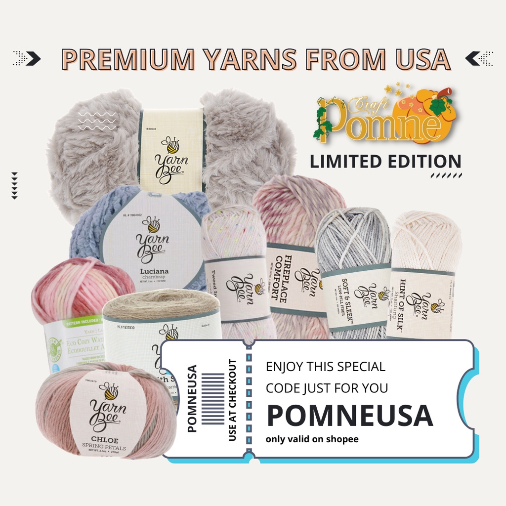 LIMITED USA - YARN BEE STUDIO 72 - BENANG RAJUT IMPORT ACRYLIC PREMIUM SUPER SOFT CROCHET KNITTING YARN