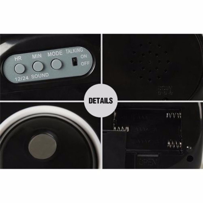 Jam Alarm Light Projection LCD Display Digital Clock Voice Prompt Thermometer - FJ3532 - Black