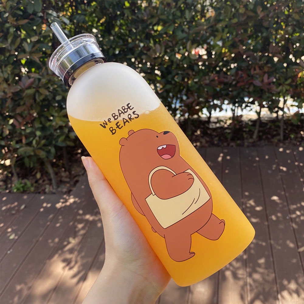 Botol Air Minum Portable Kapasitas Besar Motif Beruang Lucu Gaya Korea Untuk Pria / Wanita