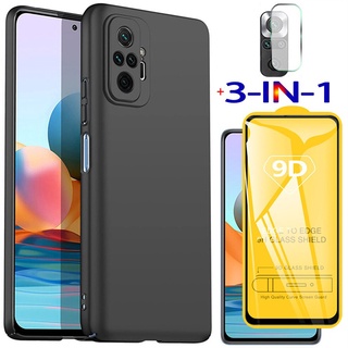 3in1 xiaomi redmi note 10 pro case black matte tempered glass camera lens redmi note 10 pro