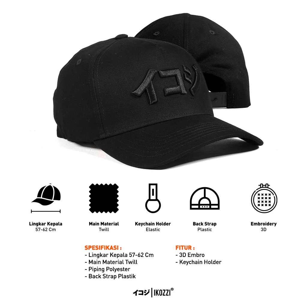 Ikozzi Capital Black Topi Baseball - Topi Sport