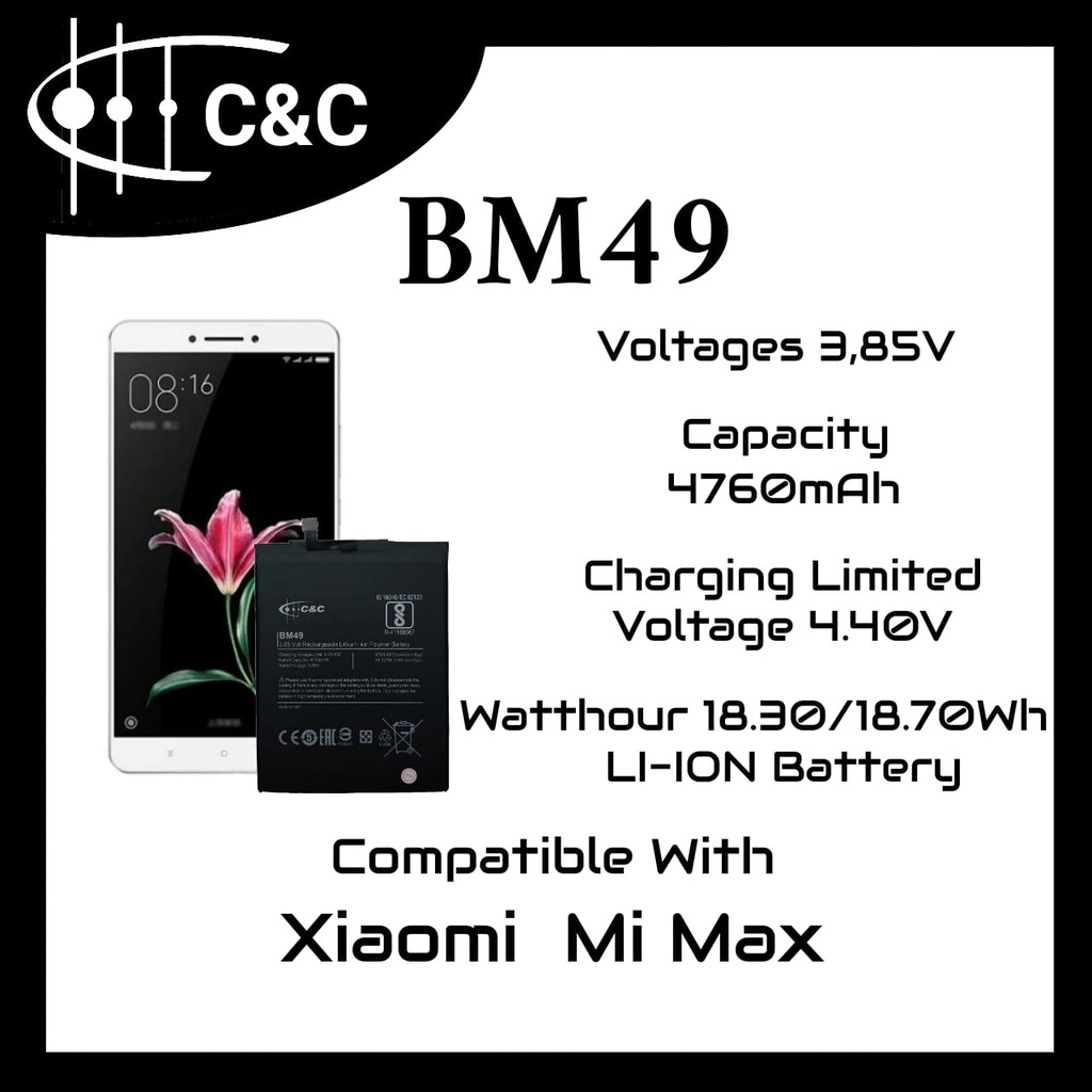 (TWS) Batre Battery Xiaomi Double Power IC/C&amp;C Mi Max 1 BM49