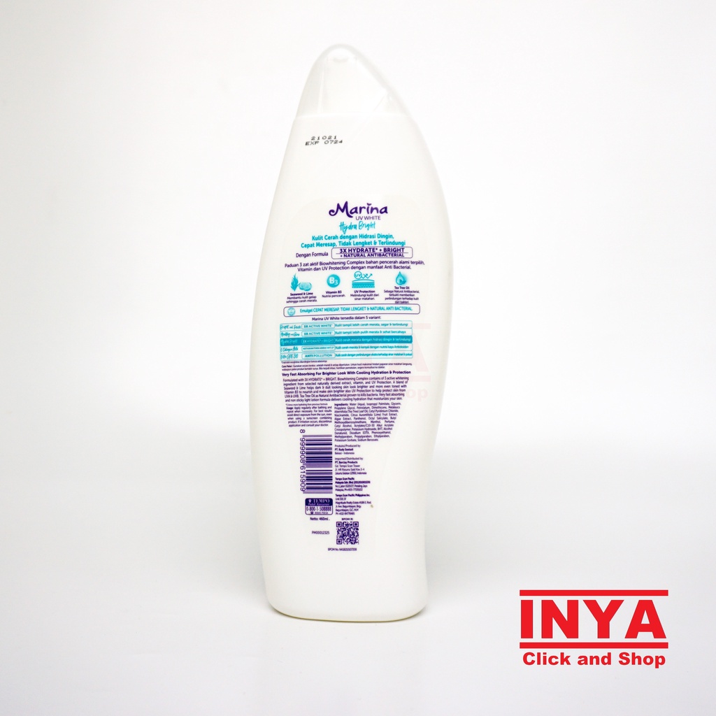 MARINA UV WHITE HYDRO COOL SEAWEED 460ml - Hand and Body Gel Lotion