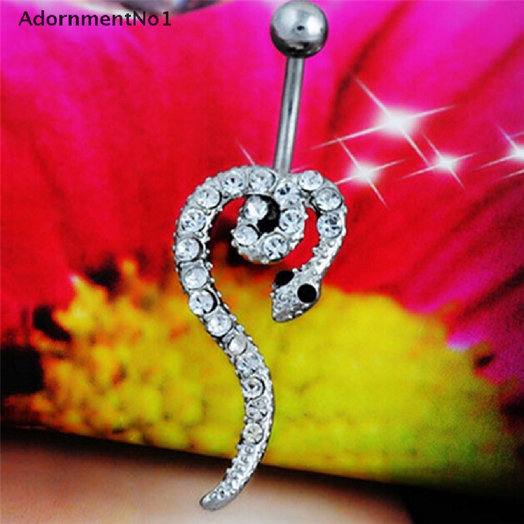 (AdornmentNo1) Anting Tindik Perut / Pusar Model Ular Warna Silver Untuk Wanita