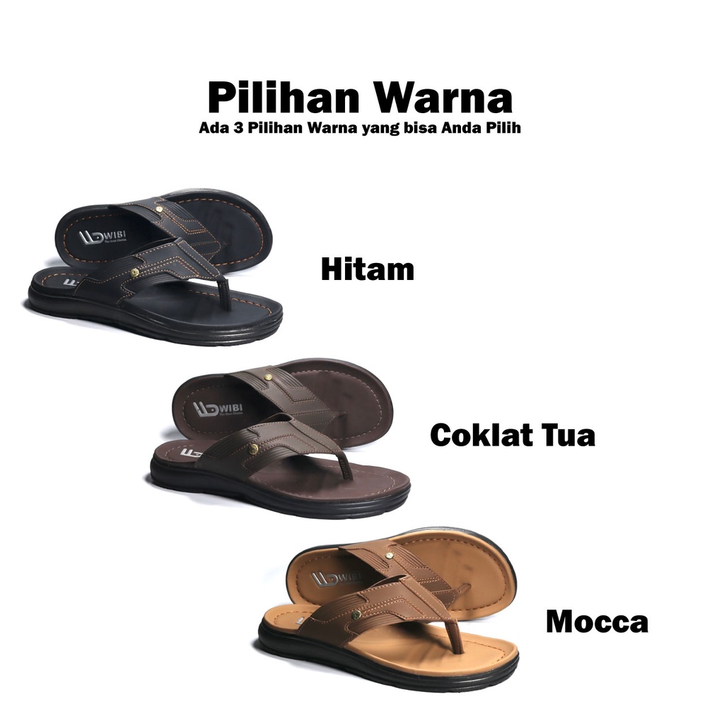 AFLAH X WIBI Sandal Pria Japit Kulit Distro Coklat Tua Hitam Mocca S02