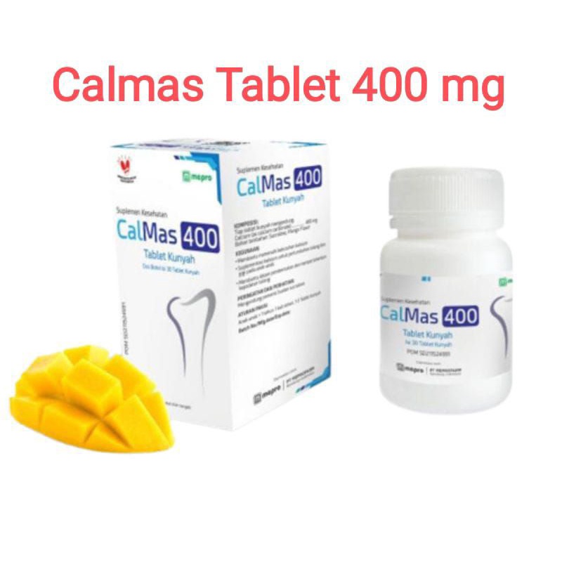 Calmas Tablet 400 mg Isi 30 Tablet Kunyah Rasa Mangga / Vitamin Peninggi Badan Kalsium