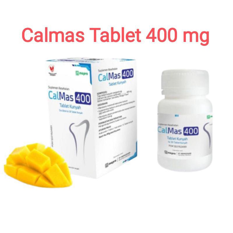 Calmas Tablet 400 mg Isi 30 Tablet Kunyah Rasa Mangga / Vitamin Peninggi Badan Kalsium