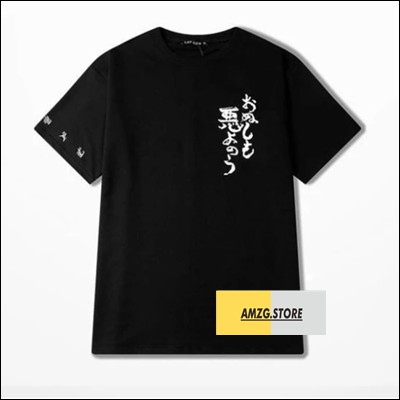 KAOS DISTRO TULISAN JEPANG / BAJU TSHIRT BIG SIZE KOAS ULZANG BOY  MURAH HITAM XXL