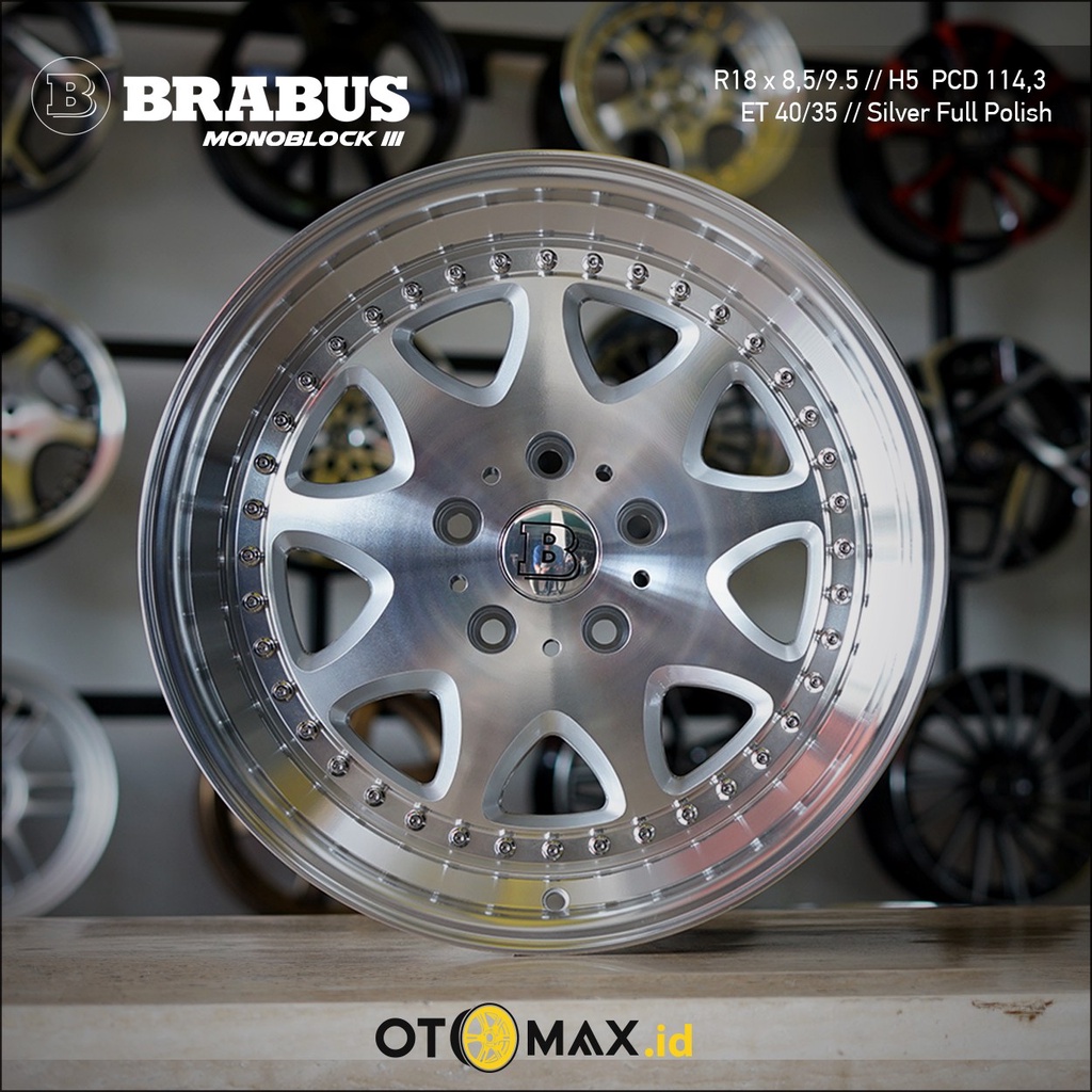 Velg Mobil Brabus Monoblock III Ring 18 Silver Full Polish