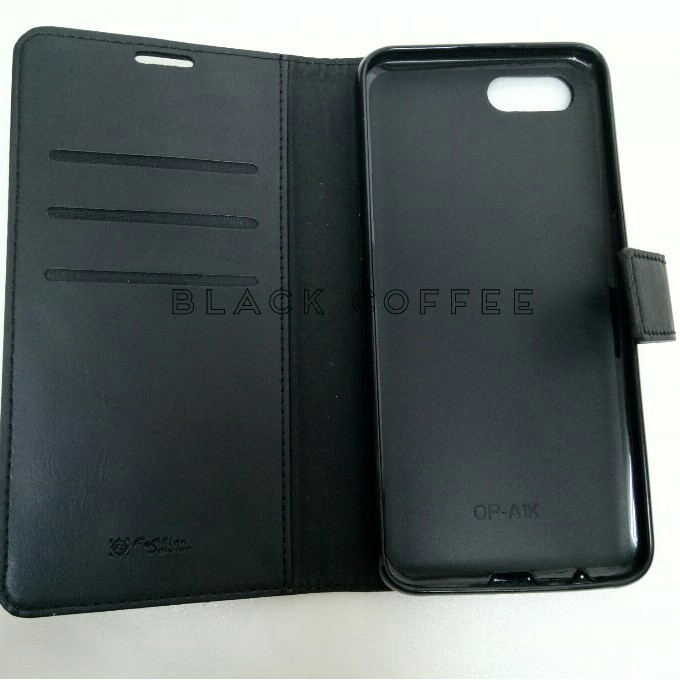 sarung buku kulit oppo a1k LEATHER CASE FASHION oppo