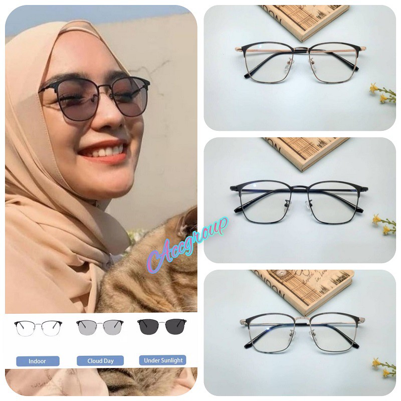 TERBARU FRAME TITANIUM TERBARU KOREAN PHOTOCROMIC ANTIRADIASI UNISEX WANITA PRIA MINUS VINTAGE STYL