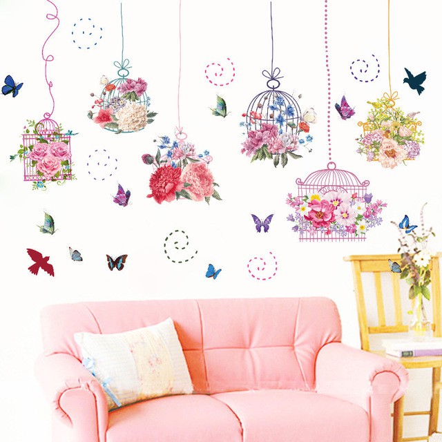 Reliza Wall Sticker Sangkar Burung Bird Cages Hanging Stiker Dinding LDR8332