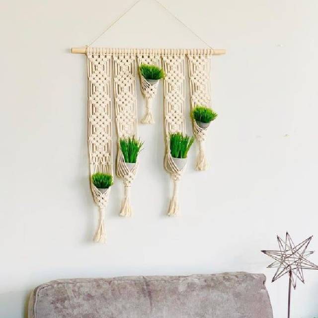 READY STOK) macrame pot gantung/ macrame plant hanger (POT 047)