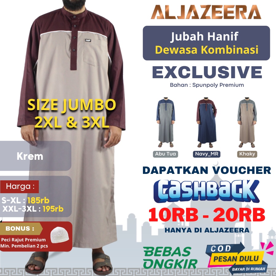 Jubah Arab Baju Koko Gamis Katun Polos Kombinasi Pria Cowok Dewasa Muslim Lengan Panjang Premium Ori