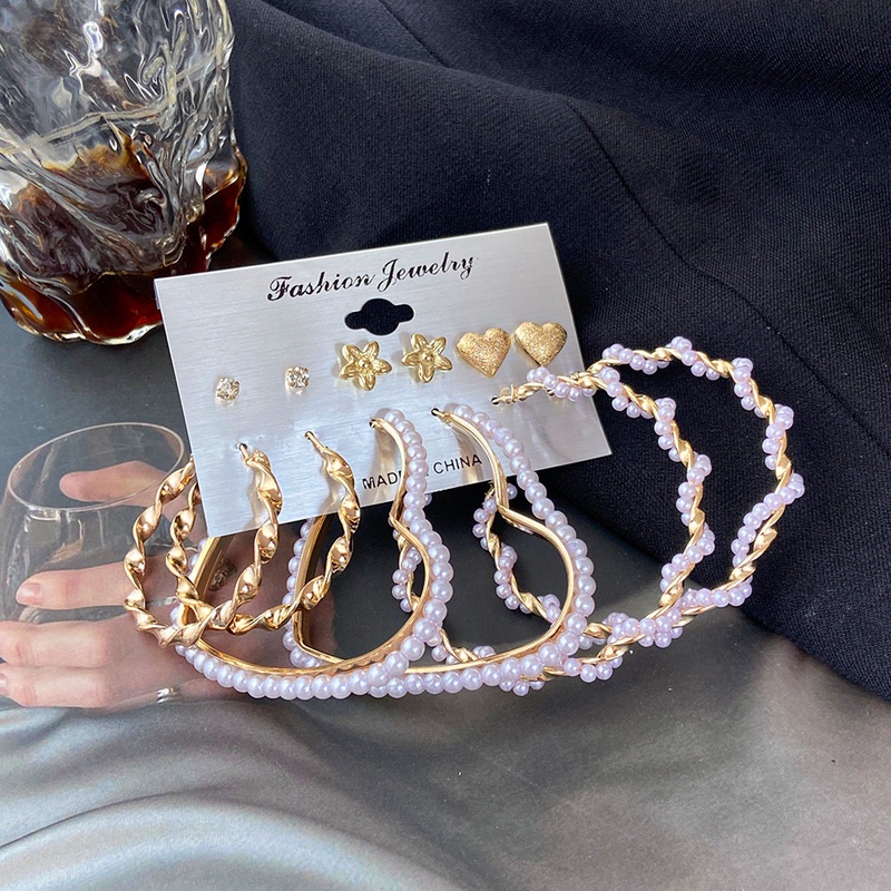 6pcs / Set Anting Tusuk / Stud Bentuk Kupu-Kupu Dengan Rumbai Mutiara Gaya Vintage Untuk Wanita