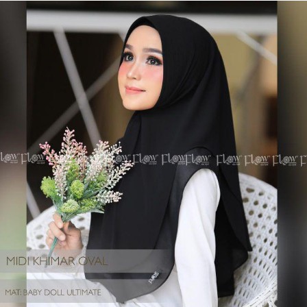 jilbab khimar Midi oval ORI FLOW / jilbab instant / hijab terbaru / khimar 2 layer/ jilbab hari raya-1