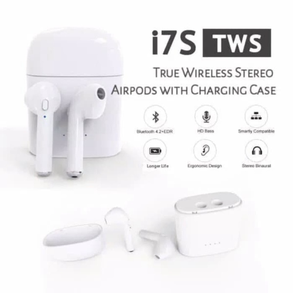 True Unik Earphone Headset Berkualitas Bluetooth Sport Airpods Wireless i7s TWS
