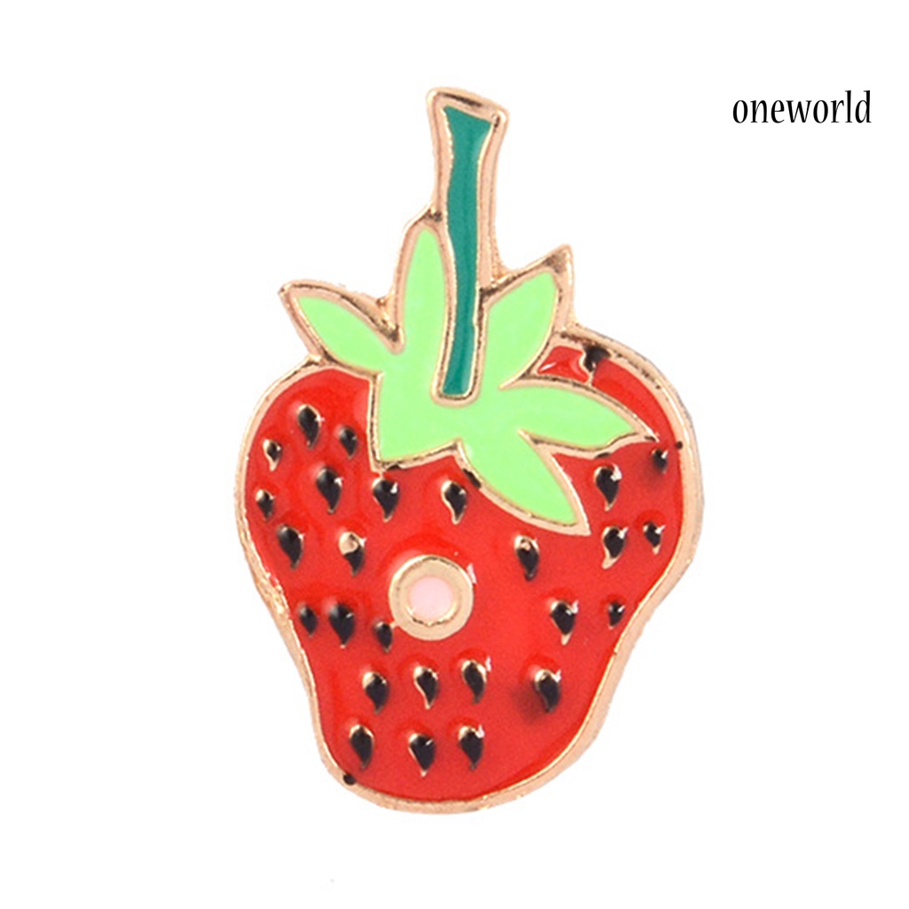 OW@ Brooch Pin Strawberry Shape Portable Unisex Funny Enamel Brooch Pin Set for Daily Life