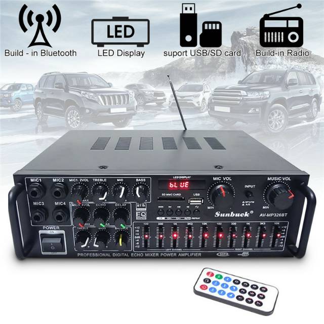 Audio Amplifier Karaoke Home Theater FM Radio 2000W- AV-326BT